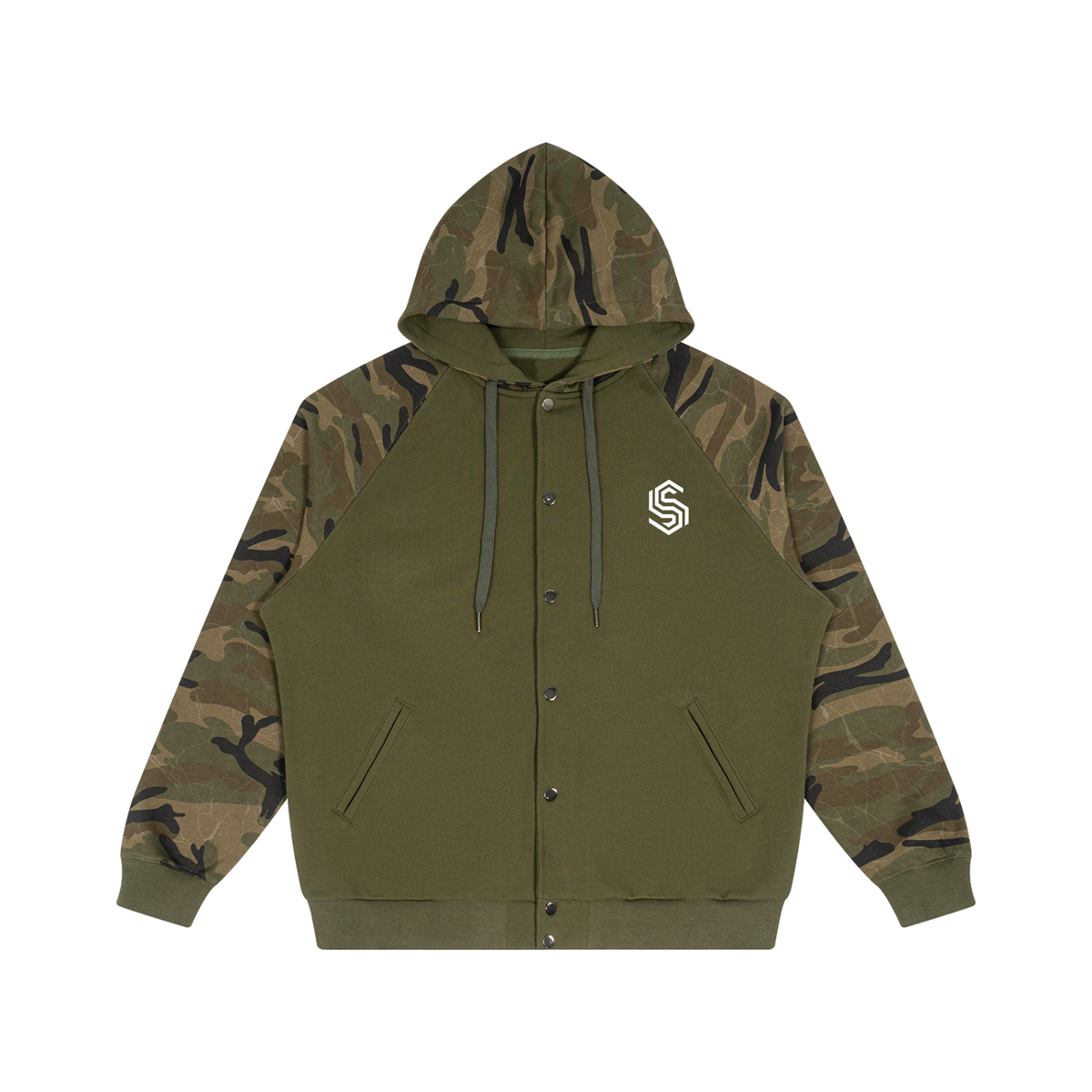 Unisex Camo-Splice Raglan Hoodie