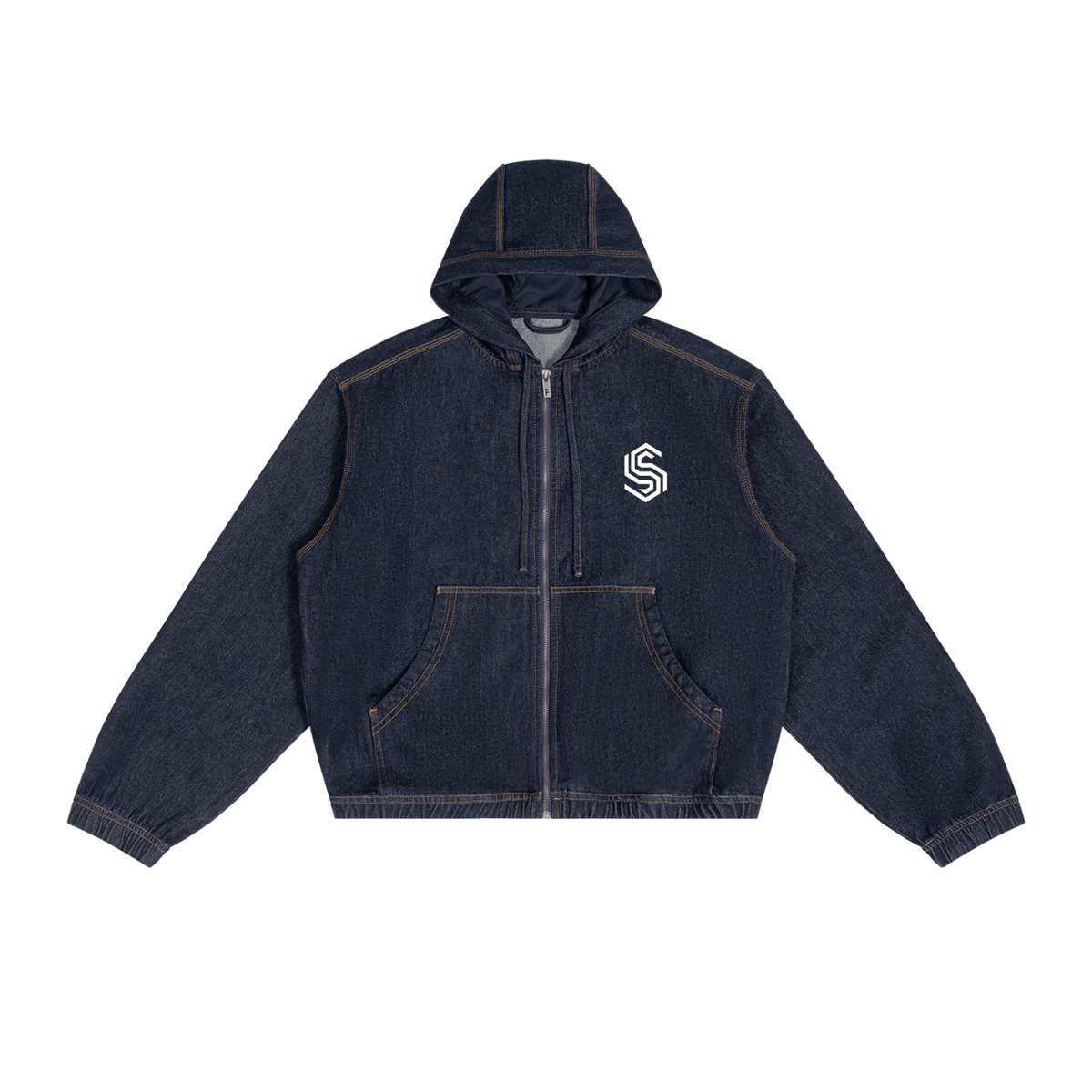 Men's Boxy Vintage Wash Hooded Denim Jacket